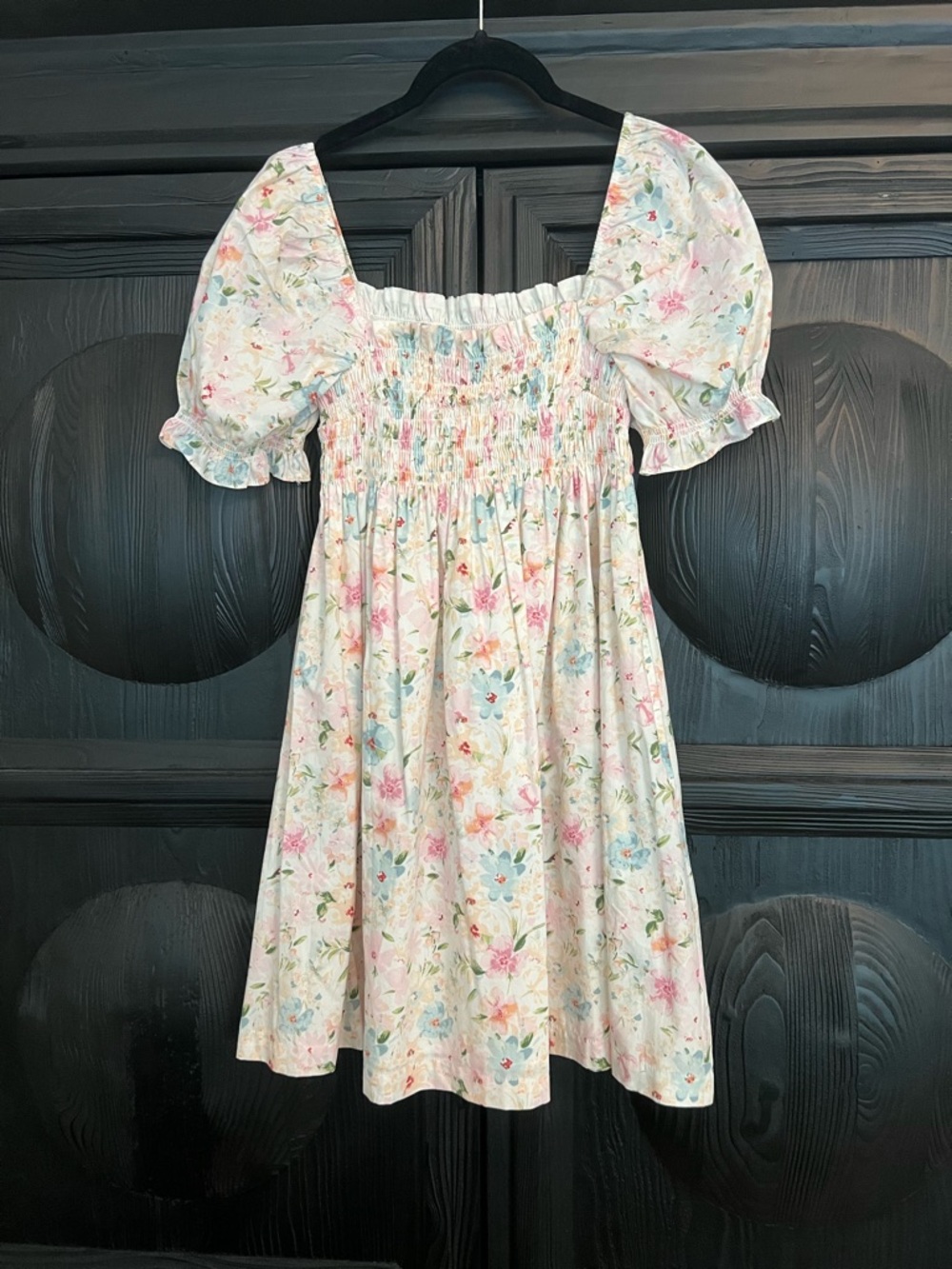 Abercrombie & Fitch Pastel Floral Puff Sleeve Smocked Mini Dress
